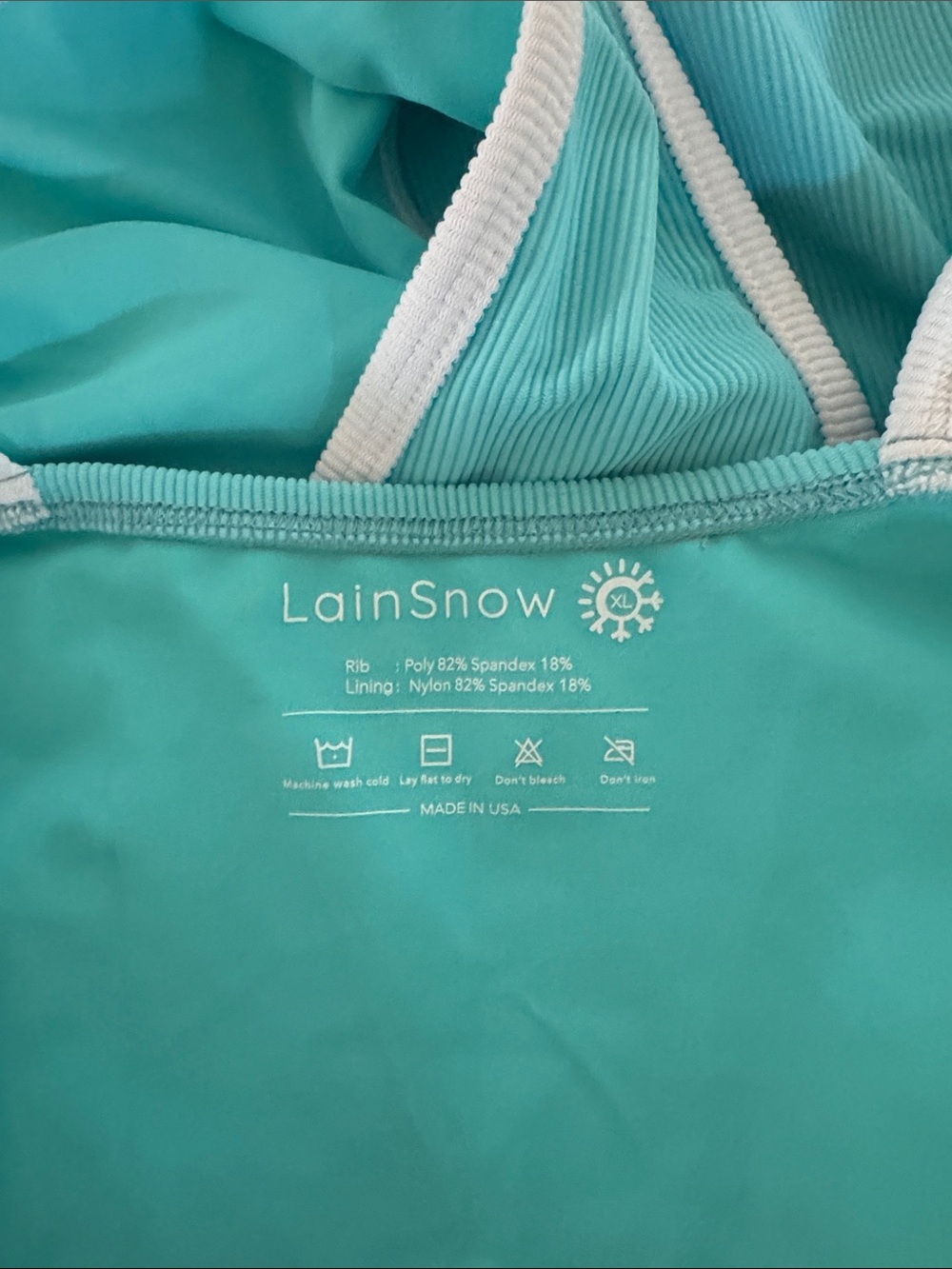 LainSnow Aqua One-Piece Swimsuit with White Trim - Picture 3 of 3